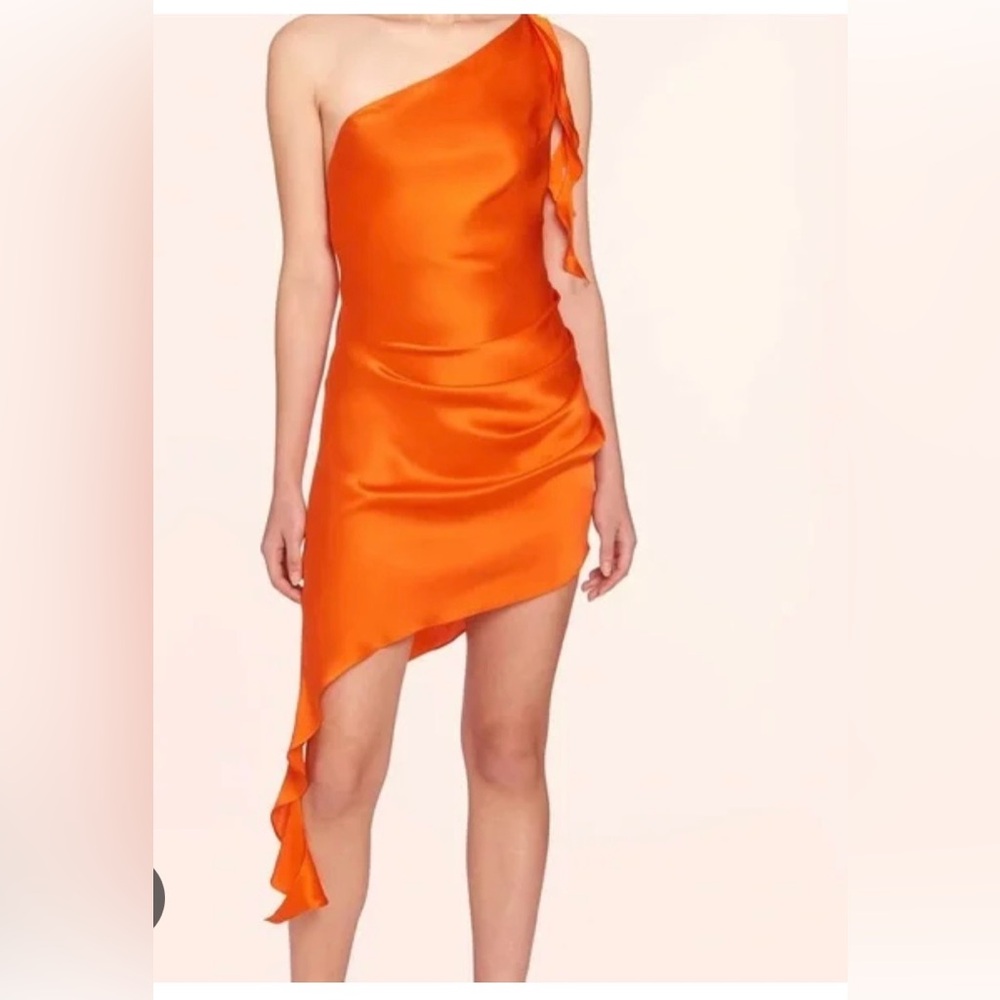 Amanda Uprichard Thea Orange Silk Dress
